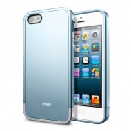 Накладка SGP Linear Metal series для iPhone 5/5S + защитная пленка, цвет синий металлик